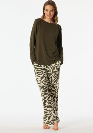 Schiesser Schlafanzug SCHIESSER Selected Premium, Damen, Gr. 36, 707, gr&uuml;n, Single Jersey, Obermaterial: 95% Modal, 5% Elasthan, bequem lang, U-Boot-Ausschnitt,