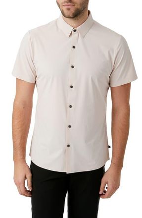 7 Diamonds American Me Slim Fit Short Sleeve Button-Up Performance Shirt in Rose Quartz at Nordstrom, Size X-Large