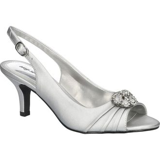 Easy Street Poise Slingback Sandal in Silver Satin at Nordstrom, Size 8.5