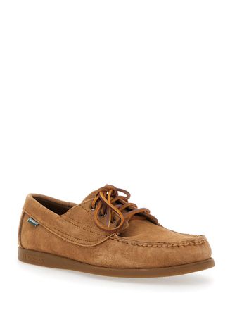 Sebago Mens Beige Suede Loafers With Patch Logo