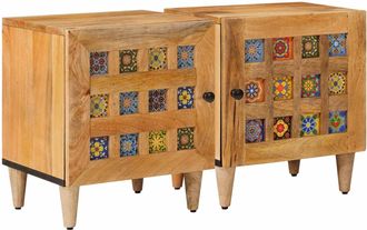 vidaXL Armario De Noche 2 Uds. Natural 40 X 33 X 46 Cm Vidaxl