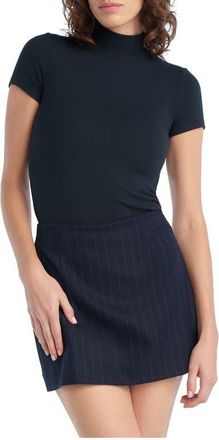 Favorite Daughter The Stockholm Mock Neck Rib Top in Navy at Nordstrom, Size X-Large