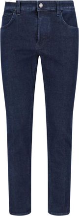 Pantaloni Torino Dark Blue Cotton Denim Straight-Leg Jeans