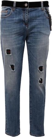 Moschino Boutique gart geverfde broek - Dames - Slim Fit Jeans - Blauw - 2XS - Jeans