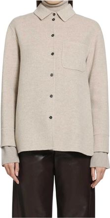 Max Mara Jas van wol en kasjmier popeline - Dames - Overhemden - Beige - S - Wol - Overhemden