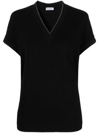 Brunello Cucinelli Black V-neck Top