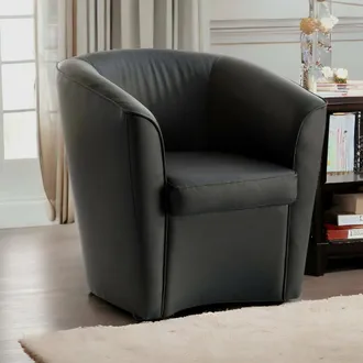 Dmora Sill&oacute;n Dabbiat, Sill&oacute;n, 100% Made In Italy, Sill&oacute;n Relax En Ecopiel, 70x60h74cm, Negro - Dmora