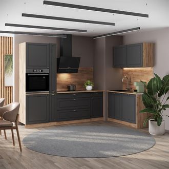 Vicco Cocina Fame-line, Antracita-oro Landhaus/roble Dorado, 220 X 120 Cm, Et Antracita, Vicco