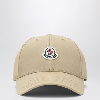 Moncler Cappello da baseball beige con patch logo