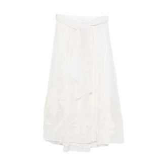 Forte_Forte Midi Skirts, female, White, Size: M Ivory Midi Skirt with Floral Decorations