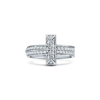 Tiffany & Co. Tiffany T T1 Ring in White Gold with Diamonds - Size 4 1/2