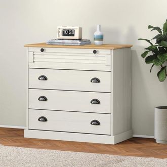 Berkfield Home Chest of Drawers VIGO White 80x40x76 cm Solid Wood Pine | Size: 80 x 40 x 76 cm