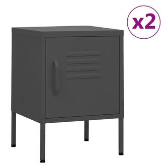 Berkfield Home Nightstands 2 pcs Anthracite 35x35x51 cm Steel | Size: 35 x 35 x 51 cm