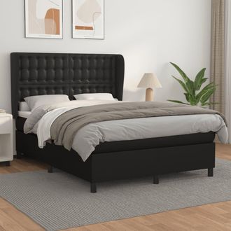 vidaXL Vidaxl - Cama Box Spring Con Colch&oacute;n Cuero Sint&eacute;tico Negro 140x200cm