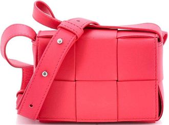Bottega Veneta Pink Intrecciato Leather Cassette Crossbody Maxi Candy (Authentic Pre-Loved)