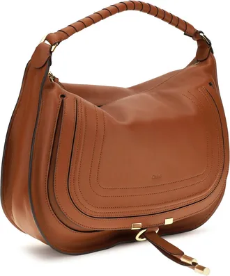 Chlo&eacute; Womens Marcie Shoulder Bag Clay Brown Calf Leather Bos Taurus