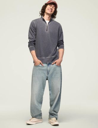 Lucky Brand Mens Venice Burnout French Terry 1/4 Zip Pullover