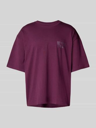 Review Oversized T-Shirt mit Label-Print in Pflaume, Gr&ouml;&szlig;e XS