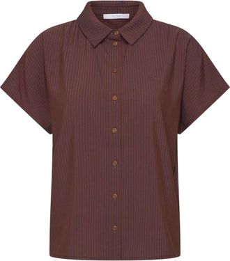 By-Bar Amsterdam Barley Stripe Blouse - Dames - Blouses & Shirts - Bruin - Maat: M Poliester