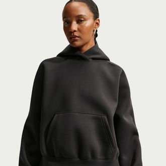 Nike Womens Pregame Fleece Oversized Pullover Hoodie in Black | IF0328-010