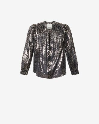 Isabel Marant Chemisier Farali En Soie - Femme - Noir Et Argent&eacute; - Taille 34 - Isabel Marant