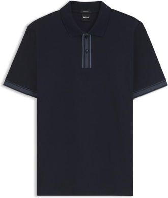 BOSS Striped-trim polo shirt in mercerised cotton