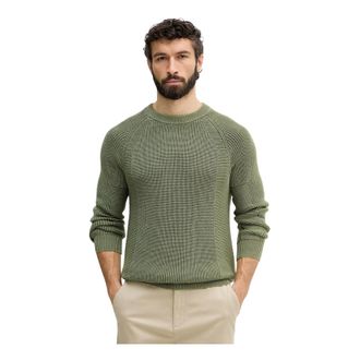 Benetton Trui met ronde hals - Heren - Ronde hals truien - Groen - XL - Katoen - Truien & Vesten