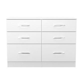 Welcome Furniture Alton Ready Assembled 6 Drawer Wide Chest in White Matt - Welcome Furniture | TJ Hughes