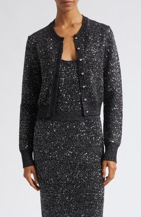 Toccin Mollie Sequin Cardigan in Onyx at Nordstrom, Size Xx-Small