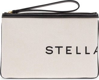 Stella McCartney Handtas met gedrukt logo - Dames - Clutches - Beige - ONE Size - Tassen