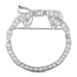 Luxury Bazaar Platinum 1.30ct Diamond Circular Bow Brooch MF24-062526