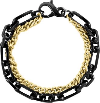 Effy Mens Two-Tone Mixed Chain Bracelet in Black at Nordstrom Rack, Size 8.5