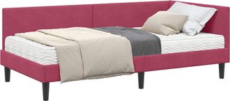 vidaXL Estructura De Cama Esquina Con Colch&oacute;n 2 Uds. Rojo Vino Vidaxl
