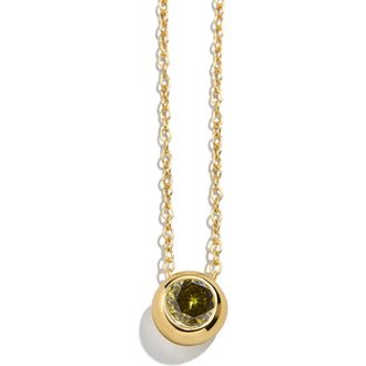 BaubleBar 18k Gold Plated Birthstone Pendant Necklace in Light Green at Nordstrom