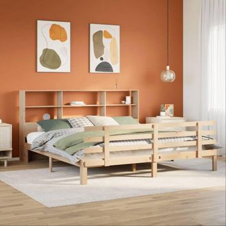 vidaXL Cama Con Estanter&iacute;a Sin Colch&oacute;n Madera Maciza De Pino 180x200cm Vidaxl