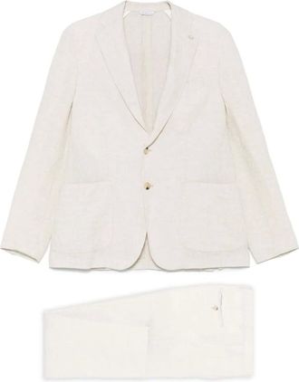Manuel Ritz Single Breasted Suits, male, Beige, Size: 2XL Beige Suit with Front Button Fastening