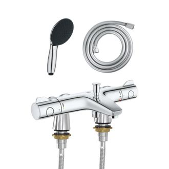 GROHE Mezclador Termost&aacute;tico De Ba&ntilde;o Grohe Grohtherm 800 Con Racores De Conexi&oacute;n Idroflex + Teleducha Start De 2 Chorros + Flexo De Ducha