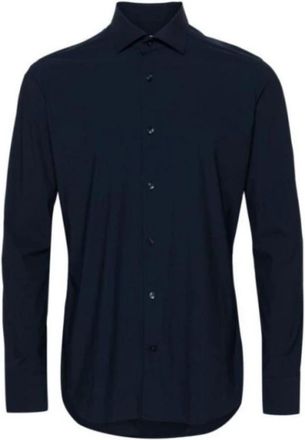 Caliban Spread Collar Shirt - Heren - Casual Overhemden - Blauw - M - Overhemden