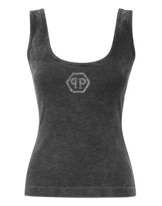 Philipp Plein Rib Tank Top Stones Wash Hexagon