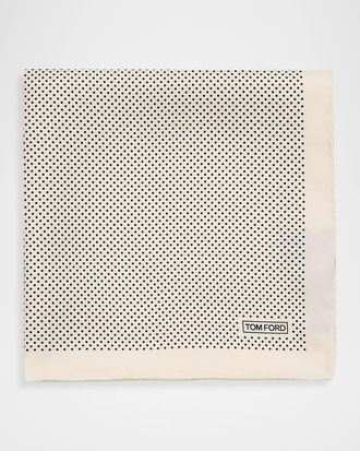 Tom Ford Men & apos;s Micro Polka Dot Silk Pocket Square