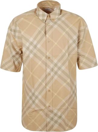 Burberry Short Sleeve Shirt - Heren - Korte mouwen Overhemden - Veelkleurig - M - Katoen - Overhemden