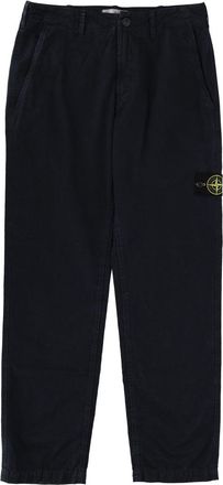Stone Island Black Straight-Leg Logo Cotton Pants