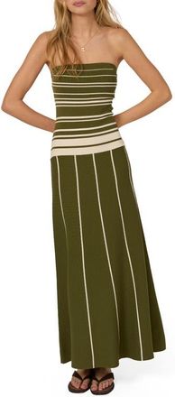 Nobody's Child Stripe Bandeau Maxi Dress in Green at Nordstrom, Size X-Large