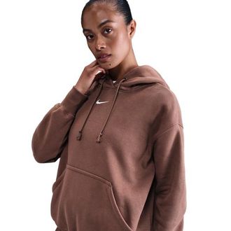 Nike Womens Phoenix Fleece OS Pullover Hoodie - Fauna Brown/Sail Size L