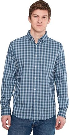 Faherty Movement Shirt Mens Clothing Azure Night Plaid : 2XL, Spandex/Nylon/Lyocell