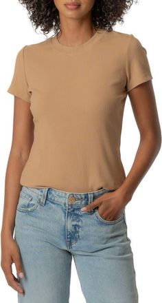 Kut from the Kloth Langley Rib Top in Camel at Nordstrom, Size X-Small