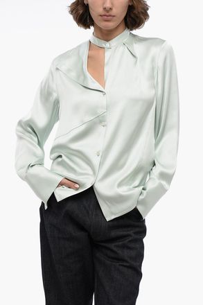 Jil Sander Camicia in Satin FLUID con Collo Coreano Asimmetrico Jil Sander