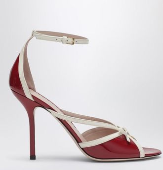 Valentino Garavani Bepointy sandal red/ivory in patent leather and kidskin