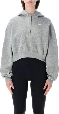 Nike Sudadera con capucha corta extragrande Phoenix Fleece Henley - Sport - Mujer - Gris - M