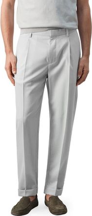 Mango Pleated Wool Wide Leg Pants in Light Heather Grey at Nordstrom, Size 32